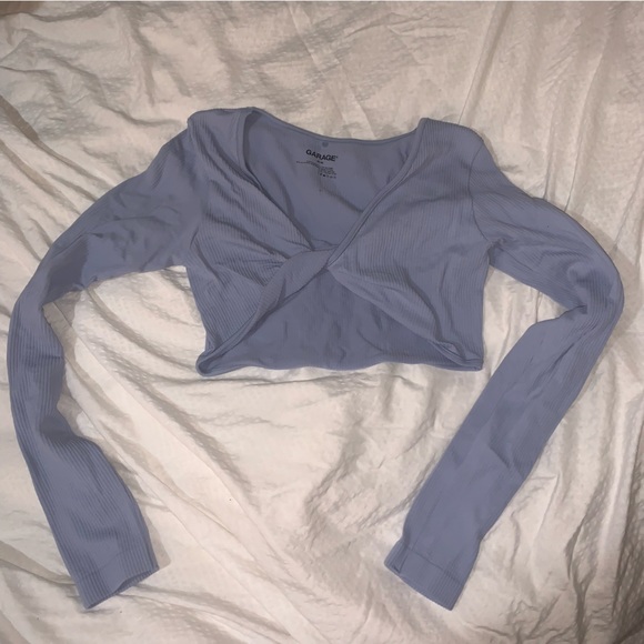 Light Blue Garage Long Sleeve Twist Top - Picture 1 of 4